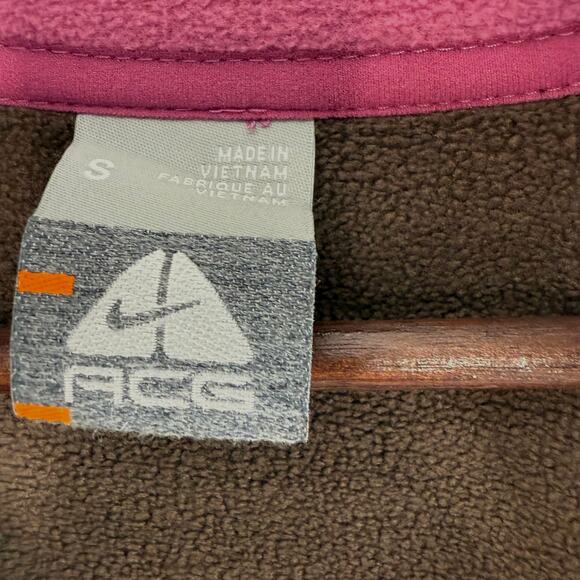 Nike ACG Fleece Half Zip Pullover Sweatshirt Brown Pink Womens Small Outdoor - Picture 4 of 4